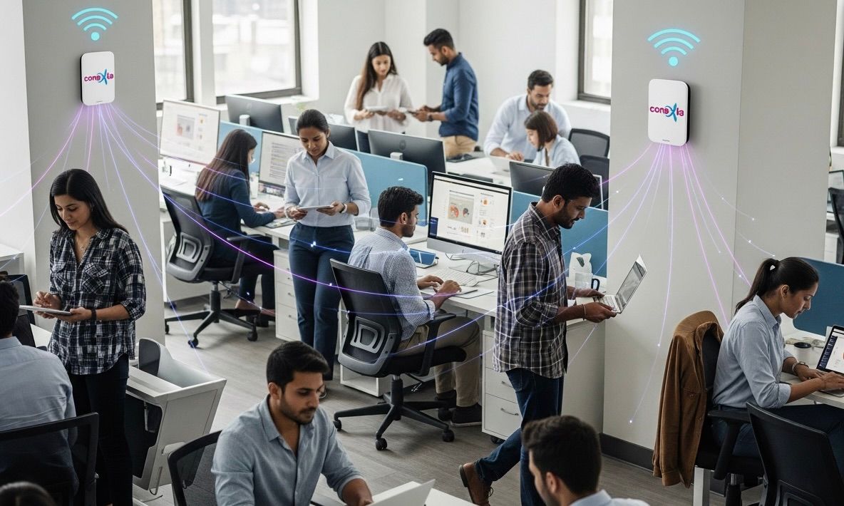 Modern corporate office with Conexia dedicated fiber connectivity