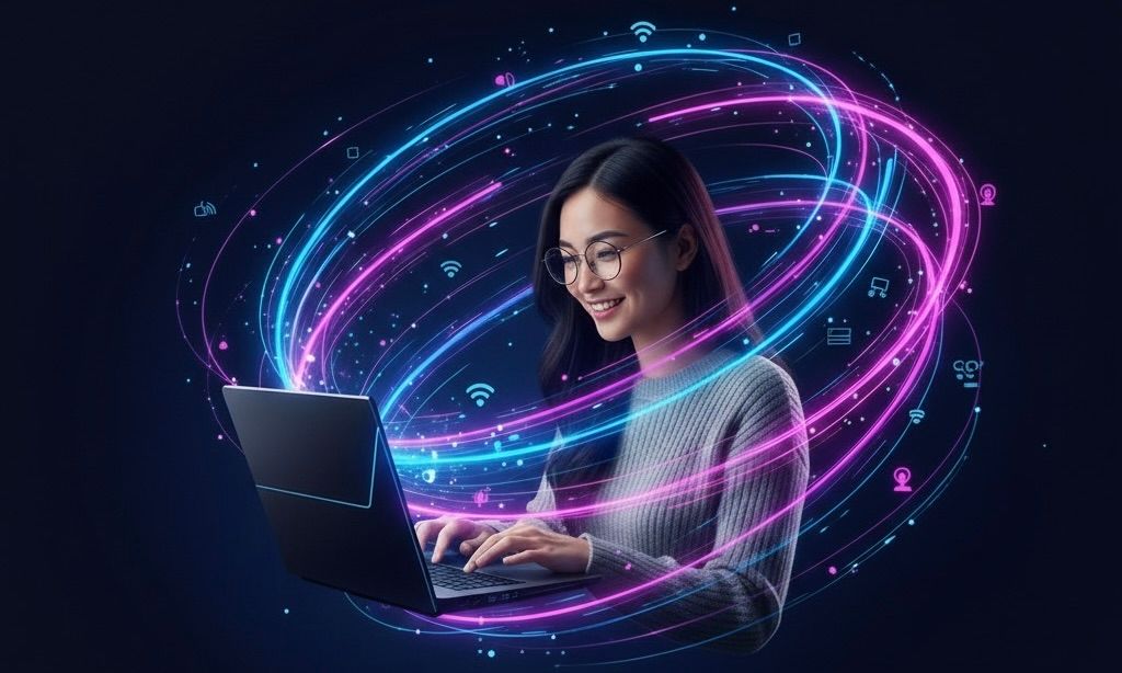 Professional remote work setup powered by Conexia enterprise internet